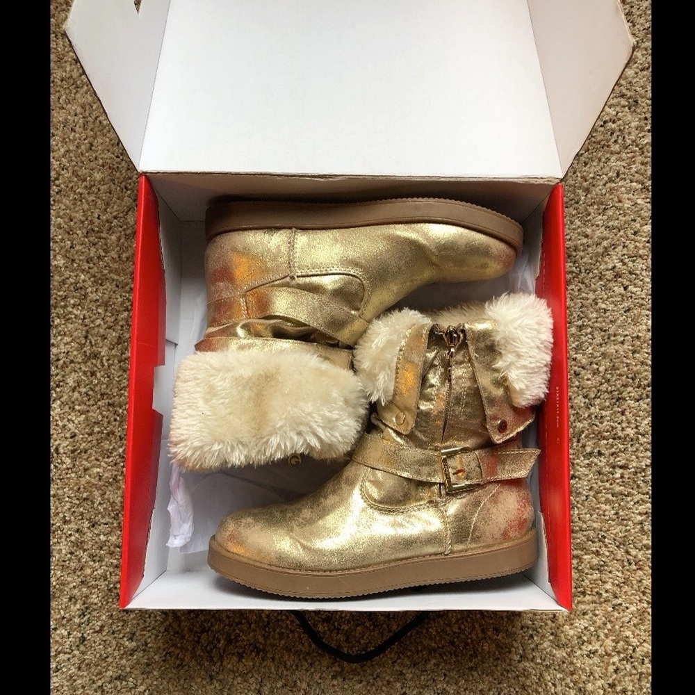G By Guess Golden Fur Boots